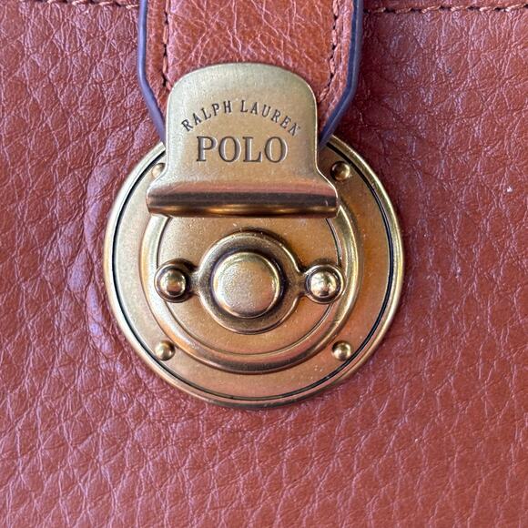 Polo Ralph Lauren Vintage Leather Zip Around Wallet Brass Twist Lock - Picture 3 of 11